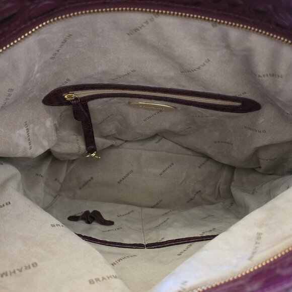 Brahmin Lauren Port Melbourne Oxblood Crocodile-Embossed Hobo Bag New - Picture 7 of 16